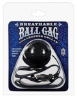 Breathable ball gag w/black collar - black