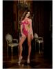 Diamond seduction stretch cross dyed lace teddie fuchsia o/s