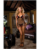 Diamond seduction fishnet chemise w/open crotch thong black qn