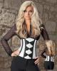 Satin and bow lace waist cincher soft ivory/black 34