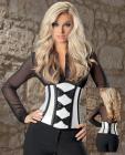 Satin and bow lace waist cincher soft ivory/black 38