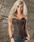 Textured brocade zip side corset chocolate 32