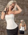 Satin lace-up ruffle back peplum corset soft ivory 34