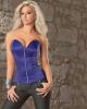 Stretch satin curvaceous bust front zipper corset purple 38