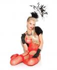 Vivace diamond net camisette w/attached stockings and g-string red o/s