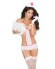 Vivace 2 pc mesh teddy w/attached leg garters and head piece white o/s