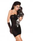 Vivace opaque tube dress w/bow and rhinestone buckle black o/s