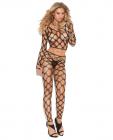 Vivace diamond net long sleeve cami top and matching leggings black o/s