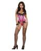 Sequin lace bustier w/garters and g-string pink qn