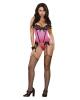 Sequin lace bustier w/garters and g-string pink s/m