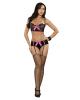 Sequin lace cropped bustier and gartered short black s/m