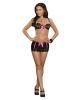 Sequin lace bra, skirt and g-string black s/m