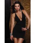 Low v cut w/cross straps in back sleek dress black sm
