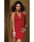 Halter low cut side tie fiery dress red md