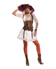 3 pc steampunk sally blouse, corset and skirt w/attached garters white o/s