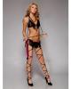 Forplay show stopper fringe top, bottom, garters and panty black m/l
