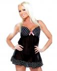 Underwire babydoll w/polka dot detail and g-string black s/m