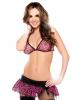Pink leopard tri top w/tutu skirt and g-string pink o/s