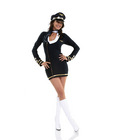 3 pc mile high maiden dress, hat and scarf blue xs/s