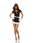6 pc voyage vixen hat, top, belt, gloves, sunglasses, and skirt blue xs/s