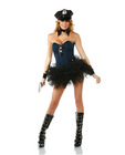 7 pc posh patrol hat, collar, corset, sunglasses, cuffs, petticoat, and gun blue s/m