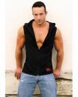 Jack Adams Zip Front Muscle Hoodie Black LG