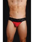 Male basics micro lace thong black/red s/m