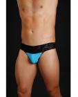 Male basics micro lace thong black/turquoise l/xl