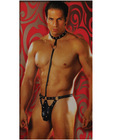 Male power fetish tormentor w/attached studded jouster thong and collar black s/m