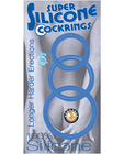 Super silicone cock rings waterproof - 3 sizes blue