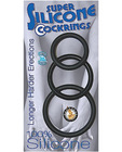 Super silicone cock rings waterproof - 3 sizes black