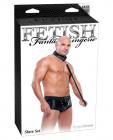Fetish fantasy lingerie slave set w/briefs, collar, and leash - black 2x/3x