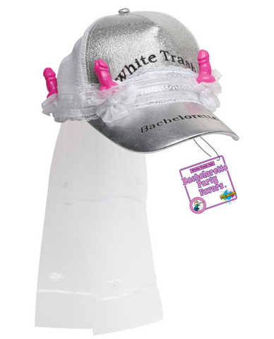 Bachelorette party white trash trucker cap w/veil Sex Toy Product