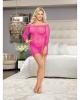 Leopard fishnet 3/4 sleeve off shoulder tunic and g-string hot pink qn