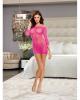 Leopard fishnet 3/4 sleeve off shoulder tunic and g-string hot pink o/s