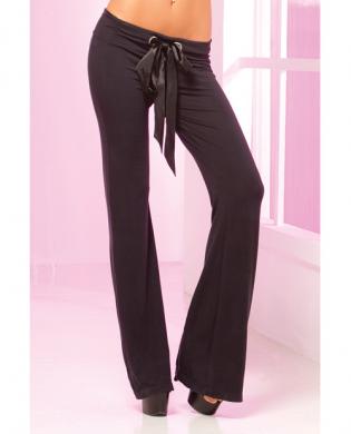 Pink lipstick loungewear stretch lounge pant w/ruched back, oversized pocket black lg
