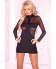 Pink lipstick mesh body-con mini dress black s/m