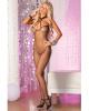 Pink lipstick diamond net body stocking black o/s