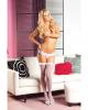 Party panty kirklyn scallop lace waistband thong w/inner hidden zipped pocket white s/m