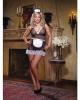 4 pc french flirt fishnet babydoll, thong, apron and hat black qn