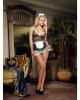 4 pc french flirt fishnet babydoll, thong, apron and hat black o/s