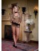 5 pc on the prowl mesh dress w/tail, thong, ears, wrist restraints and collar leopard qn