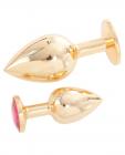 Rapture Gold Plating Stainless Steel Butt Plug w/Crystal - Set of 2
