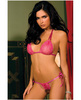 Rene rofe lace tie-up bra and thong pink o/s
