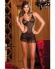 Rene rofe fringe apron teddy w/g-string black s/m
