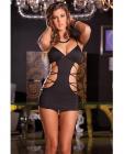 Rene rofe cutout crisscross chemise and g-string set black s/m
