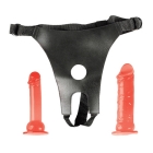 Crotchless harness w/2 crystalessence dongs