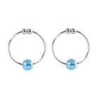 Silver nipple rings w/blue crystal bead