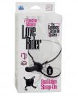 7 function silicone love rider dual action strap on - black