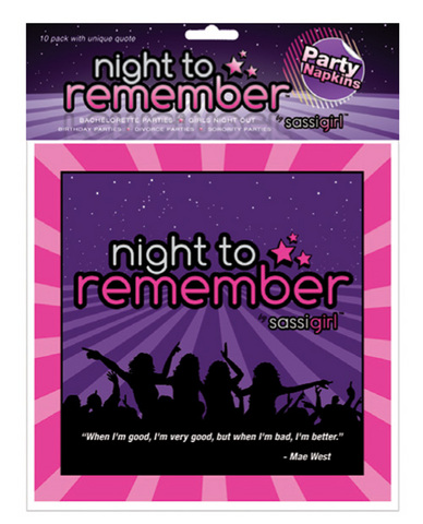 Night to remember standard 6.5in napkins (10 pack) by sassi girl Sex Toy Product